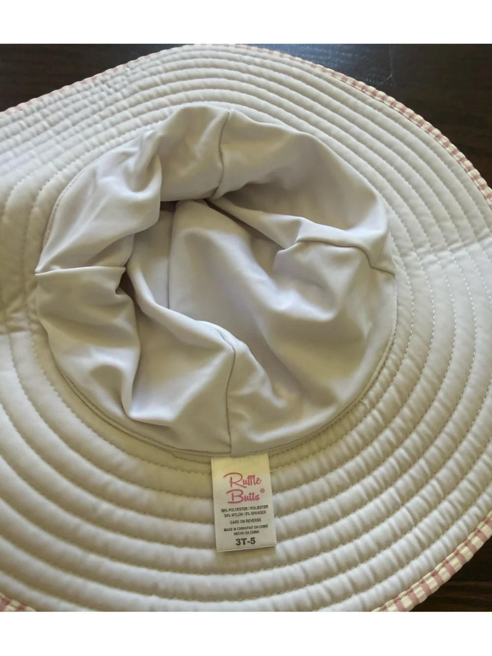 Kids Wide-Brim Sun Hat - Peach, Navy, Pink Stripe